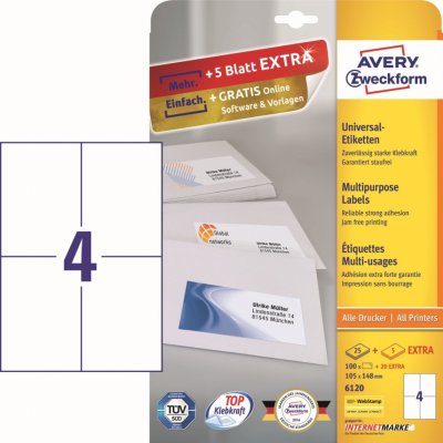 Avery Zweckform 25 listů, A4, bílé 6120 – Zboží Dáma