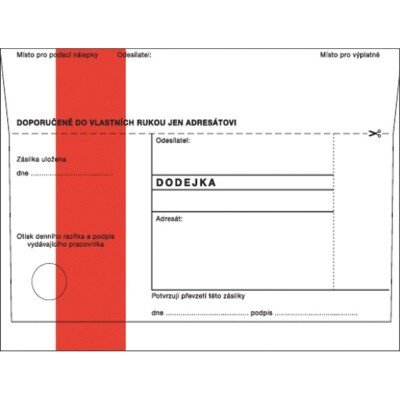 obálka B6 s doručenkou NCR, 1000ks - červený pruh – Zboží Živě