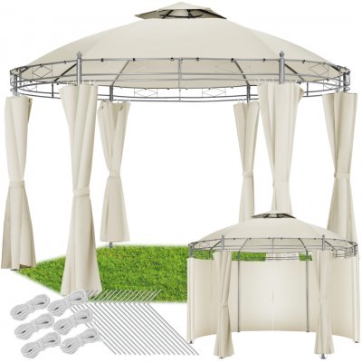 tectake 403266 zahradní altán luxusní kulatý 350cm siana - krémová – Sleviste.cz