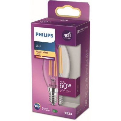 Philips 8718699762193 LED žárovka 1x6,5W E14 806lm 2700K teplá bílá, čirá, EyeComfort