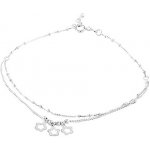 Šperky eshop Stříbrný náramek na nohu tři kvítky a kuličky dvojitý řetízek AC08.21 – Zboží Mobilmania