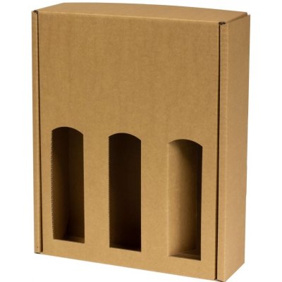 Dárková krabice na víno 265x350x85 mm, 3 x 0,75 l, hnědá - kraft – Zboží Mobilmania