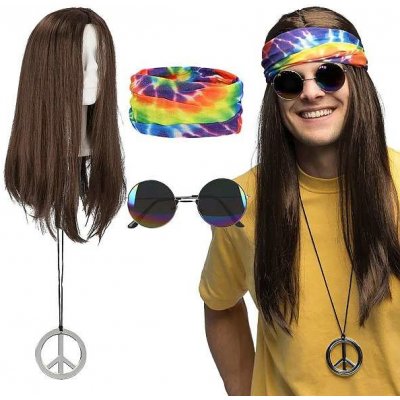 Godan Set Hippie John čelenak brýle paruka náhrdelník – Zbozi.Blesk.cz