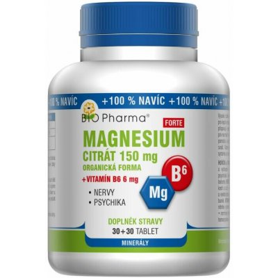 Bio Pharma Magnesium citrát Forte 150 mg+vit.B6 6 mg 60 tablet – Hledejceny.cz