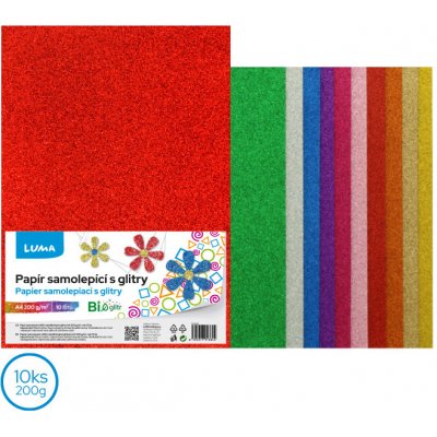 Papír barevný Luma A4, Bio Glitr samolepící, mix 10ks – Sleviste.cz