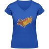 Dámské tričko s potiskem Soft-Style V Tričko Gildan Design Pes Hot-Dog Royal Blue