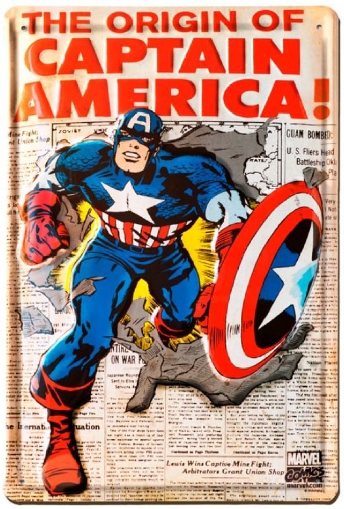 CurePink: | Plechová dekorativní 3D cedule na zeď Marvel: Captain America  (20 x 30 cm) [693-1358] | Srovnanicen.cz