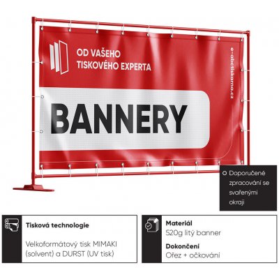 Bannery, reklamní plachty-KOPIE Barevné jednostranné - 4/0 (CMYK) Bez zpevnění okrajů, oka po 50 cm Standardní banner - litý 510g (kvalitní, doporučujeme) – Zboží Mobilmania