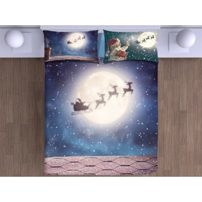 Gipetex Natural Dream 3D italské povlečení bavlna Christmas night 200x220 2x70x90 – Zboží Mobilmania