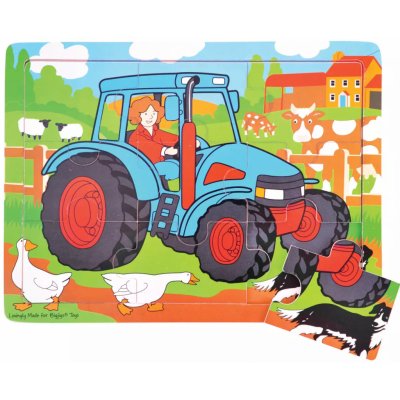 Bigjigs Toys Traktor 9 dílků – Zboží Mobilmania