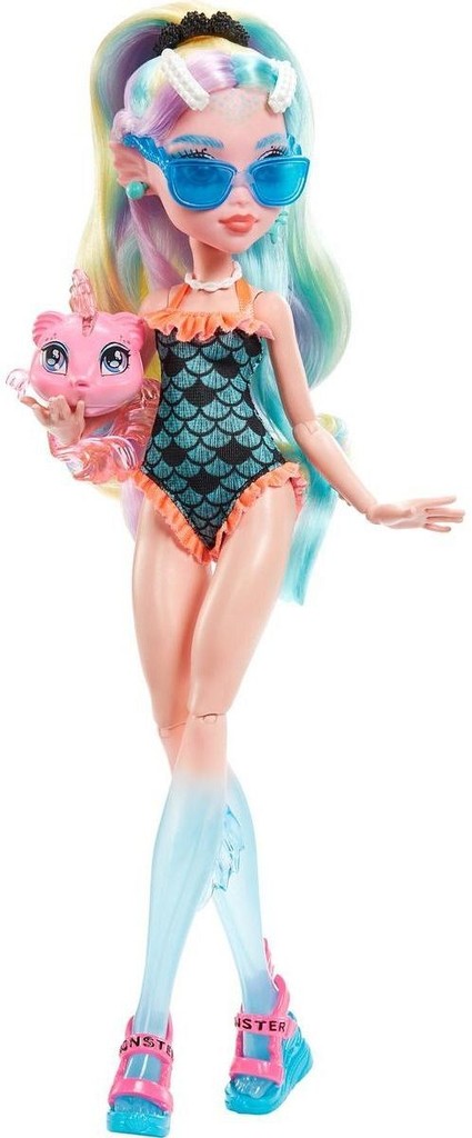 Mattel Monster High Lagoona Blue Doll With Colorful Streaked Hair And Pet Piranha