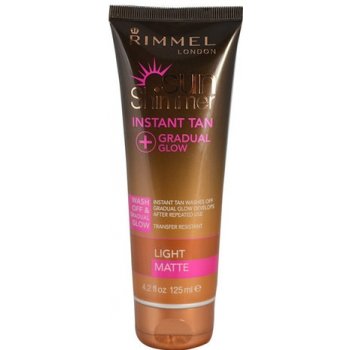 Rimmel Sun Shimmer Instant Tan + Gradual Glow Smývatelný samoopalovací gel s trvalým opalujícím účinkem 125 ml Light Matte