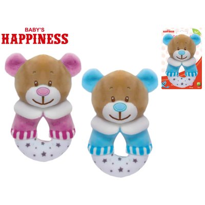 Mikro Trading Chrastítko plyšový medvídek 13cm Modrá – Zboží Dáma