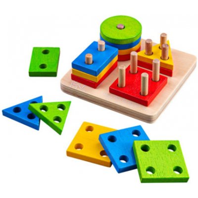 Bigjigs Toys Baby nasazování barevných tvarů na tyče BB094 – Zboží Mobilmania