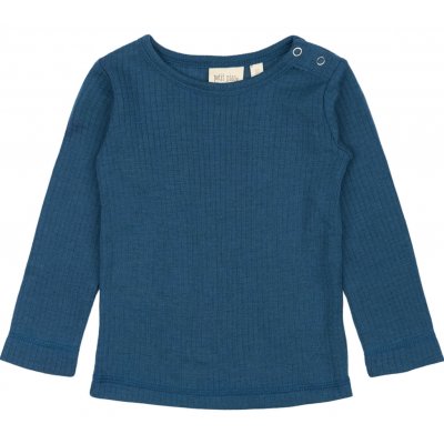 Dětské triko s dlouhým rukávem z merino vlny Petit piao modré – Zboží Dáma