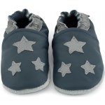 Carozoo Kožené capáčky s koženou podrážkou tři hvězdičky Modrá – Sleviste.cz