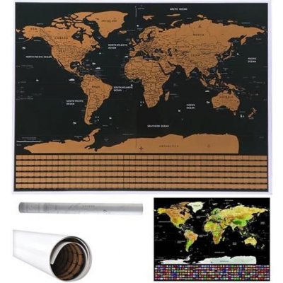 Malatec Velká Stírací mapa světa s vlajkami Deluxe 82 x 59 cm bez příslušenství – Zboží Dáma