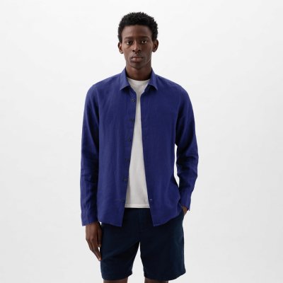 Gap longsleeve linen shirt deep cobalt