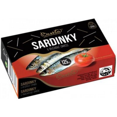 Bassta Sardinky v rajčatové omáčce 125 g – Zbozi.Blesk.cz