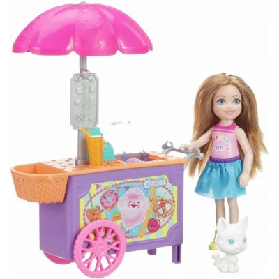 Barbie Chelsea vozík s občerstvením a kočičkou – Zboží Mobilmania