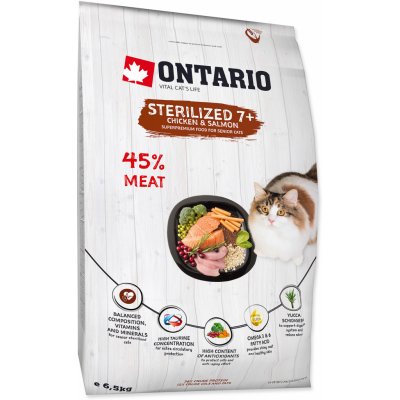 Ontario Cat Fresh Meat Sterilized 7 + Chicken & Salmon 6,5 kg – Zboží Mobilmania