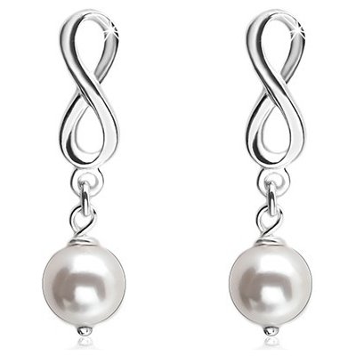 Šperky eshop lesklý symbol nekonečna bílá kulatá perlička SP05.09 – Zboží Mobilmania