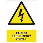 POZOR ELEKTRICKÝ ZDROJ ! - bezpečnostní tabulka, samolepka A4 – Sleviste.cz