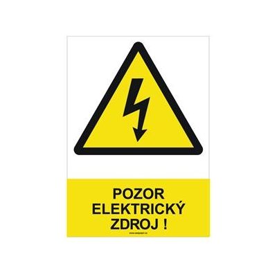 POZOR ELEKTRICKÝ ZDROJ ! - bezpečnostní tabulka, samolepka A4 – Sleviste.cz