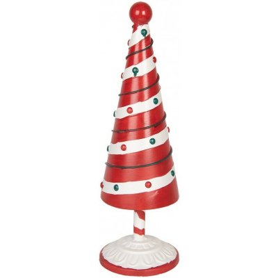 Bílo-červená kovová dekorace vánoční stromek Christmas Tree L - Ø 13*49 cm - Clayre & Eef – Hledejceny.cz