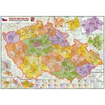 Česká republika administrativní velká - nástěnná mapa 160 x 110 cm, lamino + stříbrný hliníkový rám – Zboží Dáma