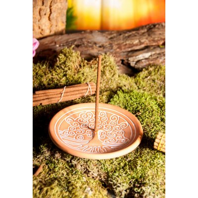 Mani Bhadra Stojánek na vonné tyčinky Yggdrasil přírodní keramika 14 cm – Hledejceny.cz