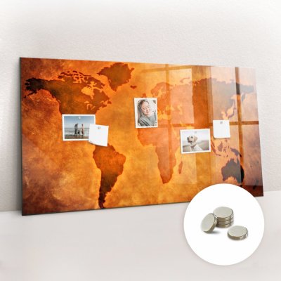 tulup Magnetická Tabule na Zeď Skleněná - Memo Board Kleněnou Přední Stranou - 5 magnetů v balení - 120 x 60 cm - Velká mapa světa – Zboží Mobilmania