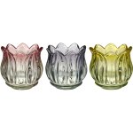 Ib Laursen Skleněný svícínek na čajovou svíčku Tulip Color červený, multi barva, sklo – Sleviste.cz