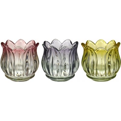 Ib Laursen Skleněný svícínek na čajovou svíčku Tulip Color červený, multi barva, sklo – Sleviste.cz