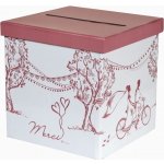 Santex Francie Svatební truhlička s novomanželi na dvojkole růžovozlatá 20 x 20 x 20 cm – Hledejceny.cz