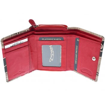 Nivasaža Dámská kožená peněženka N57 SNT MGR barevná-červená