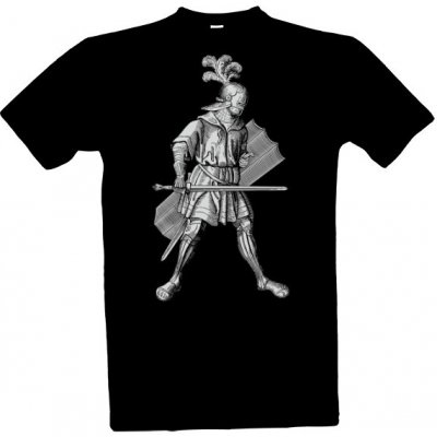 Tričko s potiskem Rytíř a meč pánské Černá