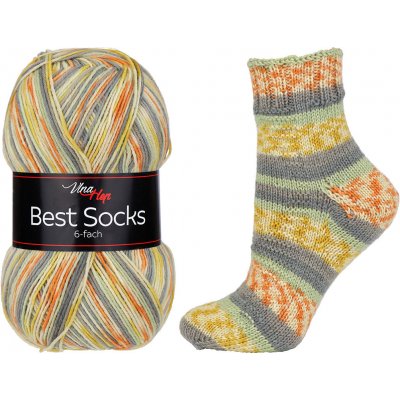 Vlna-hep Příze Best Socks 6-fach - ponožková - vlna Best Socks 6-fach: 6-fach - melír 7370