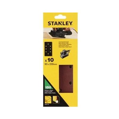 Stanley Brusné papíry pro vibrační brusku 93 x 230 mm děrované, brown Alox P150, Black+Decker, AEG, 10 ks - ST-STA31110-XJ