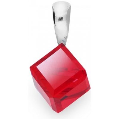 Spark Přívěsek se Swarovski Elements Cube Small, krystal ve tavru krychle světle červené barvy WJ48416SI