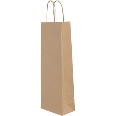Papírová taška na láhev, víno, 15*8*40 cm, hnědá – HobbyKompas.cz