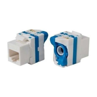 XtendLan Keystone jack RJ45, CAT6A, UTP, uzavíratelný se zámkem, instalace bez nástrojů, bílý s barevným pruhem KESW6ANZIPX