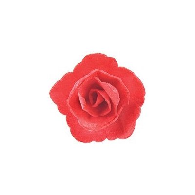 Dekorace oplatková - Růže malá 30 mm, červená, 3 ks
