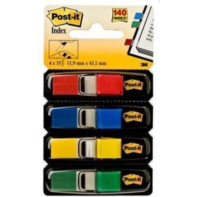 3M POSTIT Samolepicí záložky se zásobníkem, mix barev, 12 x 43 mm, 4x 35 listů, 3M POSTIT 7000144923 ,balení 140 ks – Hledejceny.cz