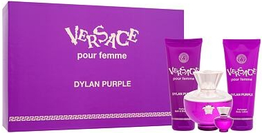 Versace Pour Femme Dylan Purple dámská sada EDP 100 ml + EDP 5 ml + sprchový gel 100 ml + tělové mléko 100 ml