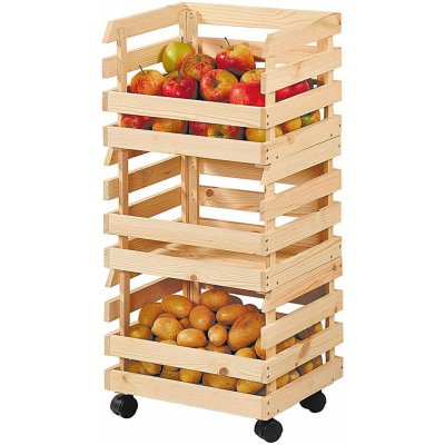 KESPER Stojan na brambory a ovoce, 3 díly, z borovicového dřeva, 37 x 80 x 30 cm 69581 – Zboží Mobilmania