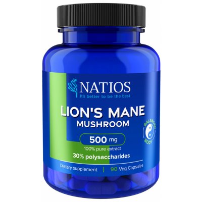 NATIOS Lion's Mane Extract, 500 mg, 30% polysaccharides, 90 veganských kapslí