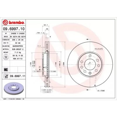 BREMBO Brzdový kotouč COATED DISC LINE - 288 mm BRE 09.6997.11 – Sleviste.cz