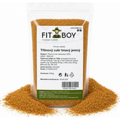 FITBOY Třtinový cukr tmavý jemný 5000 g – Zboží Dáma