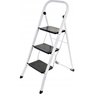HOMESTYLING Schůdky ocelové 3 nášlapy bílá / černá KO-C80001240 – Zboží Mobilmania